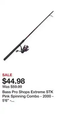 Cabela's Bass Pro Shops Extreme STK Pink Spinning Combo - 2000 - 5'6 - Light - 5.0:1 offer