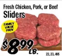 Western Beef Fresh Chicken, Pork, or Beef Sliders offer