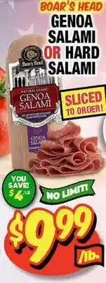 Western Beef BOAR'S HEAD GENOA SALAMI OR HARD SALAMI offer