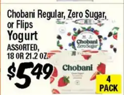 Western Beef Chobani Regular, Zero Sugar, or Flips Yogurt offer