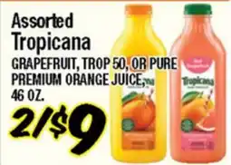 Western Beef Assorted Tropicana GRAPEFRUIT, TROP 50, OR PURE PREMIUM ORANGE JUICE offer