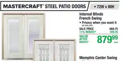 Menards Internal Blinds French Swing offer