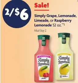 Family Dollar Simply Grape, Lemonade, Limeade, or Raspberry Lemonade offer