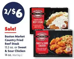 Family Dollar Boston Market Country Fried Beef Steak 13.2 oz. or Sweet & Sour Chicken 14 oz offer