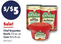 Family Dollar Chef Boyardee Bowls 7.5 oz. or Cans 14.5‑15 oz offer