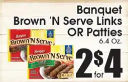 Supremo Foods Inc Banquet Brown 'N Serve Links OR Patties offer