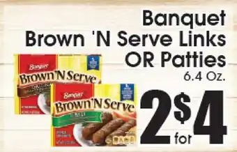 Supremo Foods Inc Banquet Brown 'N Serve Links OR Patties offer