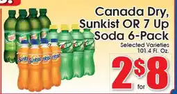 Supremo Foods Inc Canada Dry, Sunkist OR 7 Up Soda 6-Pack offer