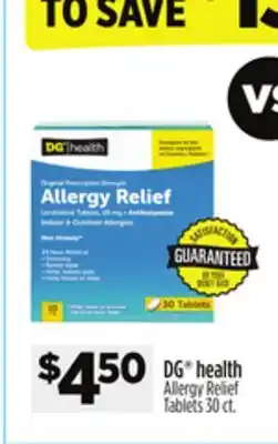 Dollar General DG health Allergy Relief Tablets offer