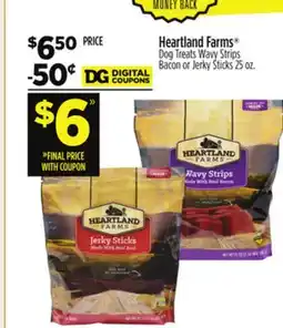 Dollar General Heartland Farms Dog Treats Wavy Strips Bacon Or Jerky Sticks offer