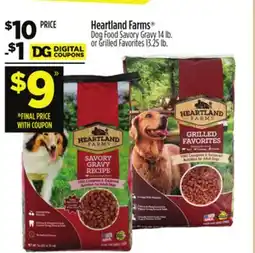 Dollar General Heartland Farms Dog Food Savory Gravy 14 lb. or Grilled Favorites 13.25 lb offer
