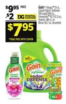 Dollar General Gain Flings , Liquid Fabric Softener, Sheets, or Rinse offer