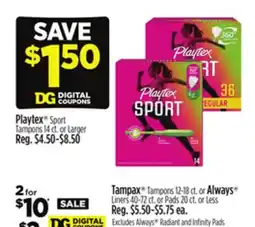 Dollar General Playtex Sport Tampons offer