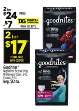 Dollar General Goodnites Nighttime Bedwetting Underwear offer