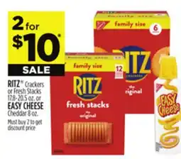 Dollar General RITZ Crackers or Fresh Stacks or EASY CHEESE offer