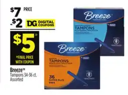 Dollar General Breeze Tampons offer