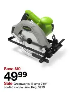 Target Greenworks 13-amp 7-1/4 corded circular saw offer