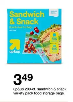 Target up&up 200-ct. sandwich & snack variety pack food storage bags offer