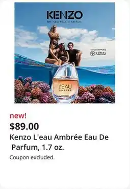 JC Penney Kenzo L'eau Ambrée Eau De Parfum, 1.7 oz offer