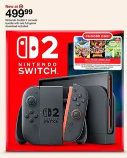 Target Nintendo Switch 2 console bundle with one full game download included offer