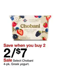 Target Select Chobani 4-pk. Greek yogurt offer