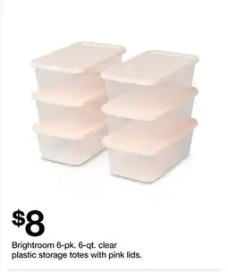 Target Brightroom 6-pk. 6-qt. clear plastic storage totes with pink lids offer