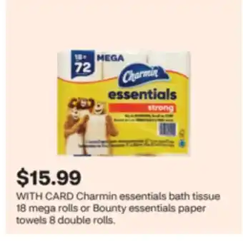CVS Charmin essentials bath tissue 18 mega rolls or Bounty essentials paper towels 8 double rolls offer