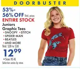 Boscov's ENTIRE STOCK Juniors Graphic Tees offer