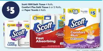 Family Dollar Scott Bath Tissue Or Paper Towels offer