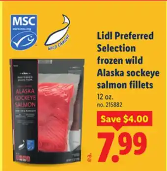 Lidl Lidl Preferred Selection frozen wild Alaska sockeye salmon fillets offer