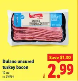 Lidl Dulano uncured turkey bacon offer