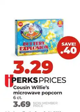 Hy-Vee Cousin Willie's microwave popcorn offer