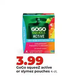 Hy-Vee GoGo squeeZ active or slymez pouches offer