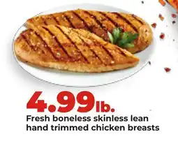 Hy-Vee Fresh boneless skinless lean hand trimmed chicken breasts offer