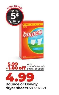 Hy-Vee Bounce or Downy dryer sheets offer