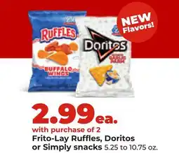 Hy-Vee Frito-Lay Ruffles, Doritos or Simply snacks offer
