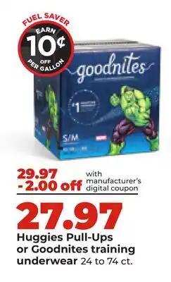 Hy-Vee Huggies Pull-Ups or Goodnites training underwear offer