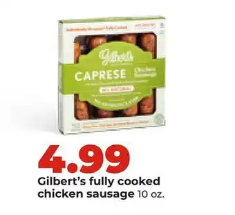 Hy-Vee Gilbert's fully cooked chicken sausage offer