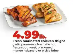 Hy-Vee Fresh marinated chicken thighs offer