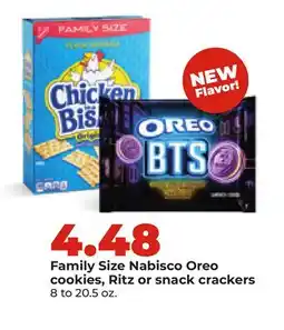 Hy-Vee Family Size Nabisco Oreo cookies, Ritz or snack crackers offer