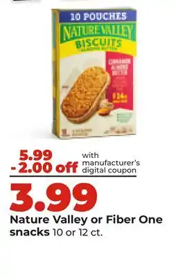 Hy-Vee Nature Valley or Fiber One snacks offer