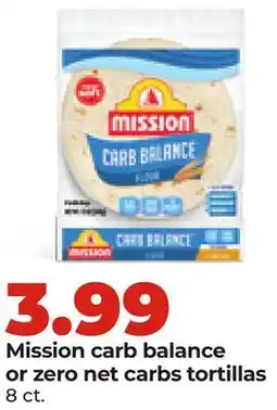Hy-Vee Mission carb balance or zero net carbs tortillas offer