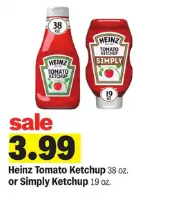 Meijer Heinz Tomato Ketchup 38 oz. or Simply Ketchup 19 oz offer