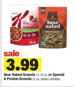Meijer Bear Naked Granola 11-12 oz. or Special K Protein Granola 11 oz offer