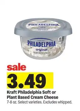 Meijer Kraft Philadelphia Soft or Plant Based Cream Cheese offer