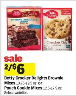 Meijer Betty Crocker Delights Brownie Mixes 13.75-19.5 oz. or Pouch Cookie Mixes 12.6-17.9 oz offer