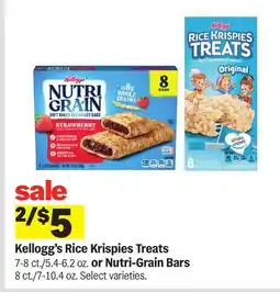 Meijer Kellogg's Rice Krispies Treats 7-8 ct./5.4-6.2 oz. or Nutri-Grain Bars 8 ct./7-10.4 oz offer
