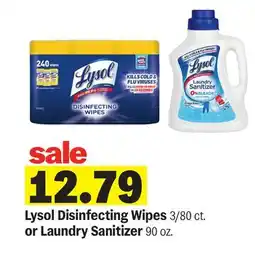 Meijer Lysol Disinfecting Wipes 3/80 ct. or Laundry Sanitizer 90 oz offer