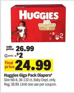 Meijer Huggies Giga Pack Diapers offer