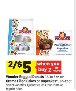 Meijer Wonder Bagged Donuts 9.5-10.5 oz. or Creme Filled Cakes or Cupcakes* 10.5-12 oz offer